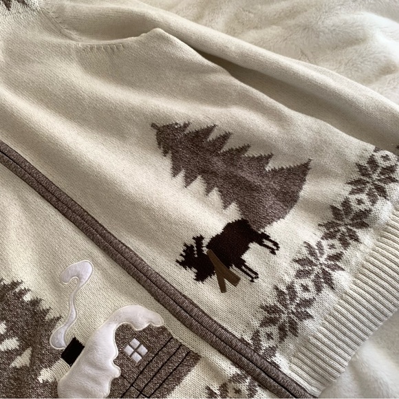 Vintage Zip Up Boho Christmas Sweater SZ XL - Picture 3 of 13